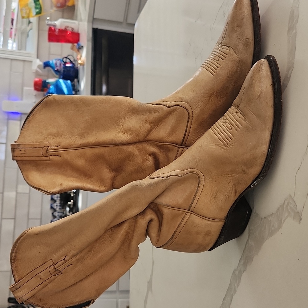 Elk Leather Cowboy Boots Sz 7